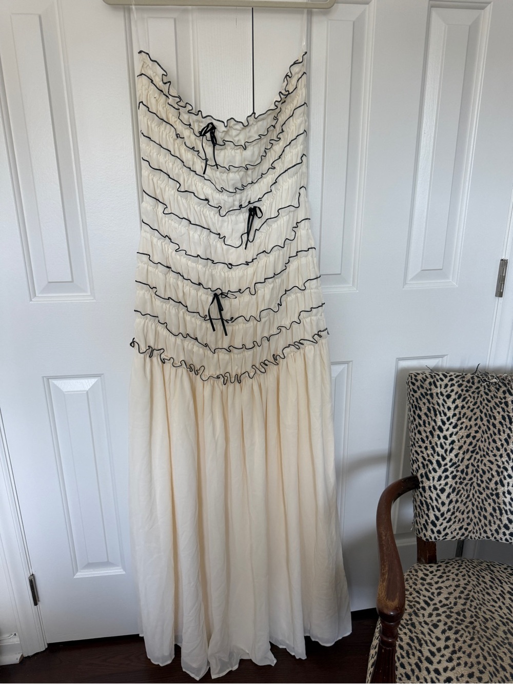 Peppermayo Cream Maxi Dress with Black Trim NWT